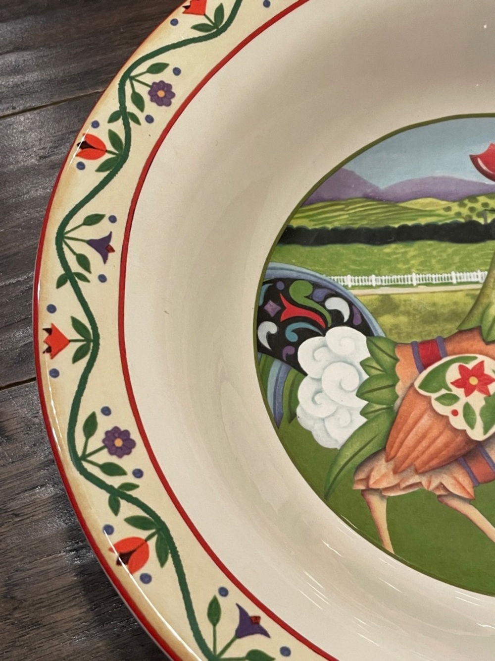 Jim Shore Multicolor Rooster Decorative Serving Bowl - Green, Red, Cream - Picture 4 of 8